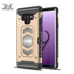 Wholesale Galaxy Note 9 Metallic Plate Case Work with Magnetic Holder and Card Slot (Gold)